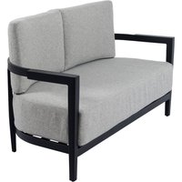 Product photograph of Aluminium Fabric 2 Seater Sofa With Grey Cushions - Alina - Rattan Direct from Rattan Direct