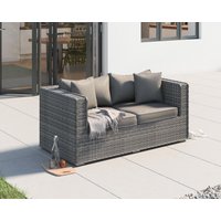 Product photograph of 2 Seater Rattan Garden Sofa In Grey - Ascot - Rattan Direct from Rattan Direct