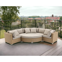 Product photograph of Rattan Garden 6 Piece Corner Sofa Set In Willow With Extension Ottoman In Willow - Rattan Direct from Rattan Direct