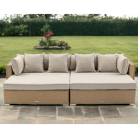 Product photograph of Rattan Garden Day Bed Sofa Set In Willow - Monaco - Rattan Direct from Rattan Direct