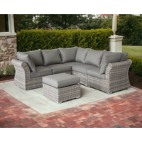 Product photograph of Rattan Garden 6 Piece Corner Sofa Set In Grey - Lisbon - Rattan Direct from Rattan Direct