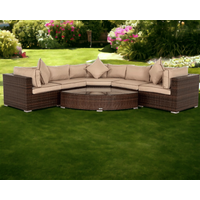 Product photograph of Rattan Garden Corner Sofa Set In Brown - 6 Piece Angled Set - Florida - Rattan Direct from Rattan Direct