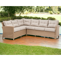 Product photograph of Rattan Garden Corner Sofa In Willow - Sorrento - Rattan Direct from Rattan Direct