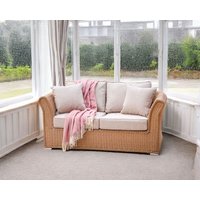 Product photograph of 2 Seater Rattan Conservatory Sofa In Willow - Lisbon - Rattan Direct from Rattan Direct