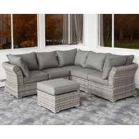 Product photograph of Rattan 6 Piece Conservatory Corner Sofa Set In Grey - Lisbon - Rattan Direct from Rattan Direct