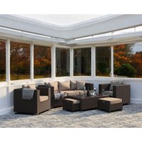 Product photograph of 3 Seater Rattan Conservatory Sofa Armchair Set In Brown - Ascot - Rattan Direct from Rattan Direct