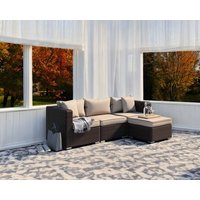 Product photograph of Rattan Conservatory Corner Sofa Set In Brown - 4 Piece - Florida - Rattan Direct from Rattan Direct