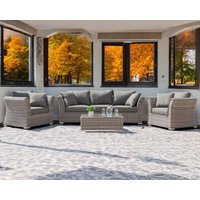 Product photograph of 3 Seater Rattan Conservatory Sofa Armchair Set In Grey - Lisbon - Rattan Direct from Rattan Direct