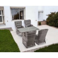 Product photograph of 4 Reclining Rattan Garden Dining Chairs Rectangular Table In Grey - Fiji - Rattan Direct from Rattan Direct