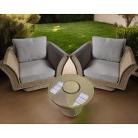 Product photograph of Rattan Garden Set With 2 Swivel Chairs Bistro Ice Bucket Table In Willow - Lisbon - Rattan Direct from Rattan Direct