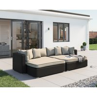 Product photograph of Rattan Garden Day Bed Sofa Set In Black White - Monaco - Rattan Direct from Rattan Direct