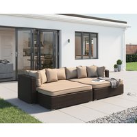 Product photograph of Rattan Garden Day Bed Sofa Set In Brown - Monaco - Rattan Direct from Rattan Direct