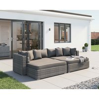 Product photograph of Rattan Garden Day Bed Sofa Set In Grey - Monaco - Rattan Direct from Rattan Direct