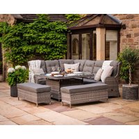 Product photograph of Rattan Garden Reclining Corner Sofa Set With Ice Bucket Dining Table In Grey - Fiji - Rattan Direct from Rattan Direct