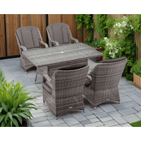 Product photograph of Marseille 4 Rattan Garden Dining Chairs Rectangular Table In Grey - Rattan Direct from Rattan Direct