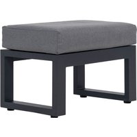 Product photograph of Aluminium Teak Footstool In Grey - Sequoyah - Rattan Direct from Rattan Direct
