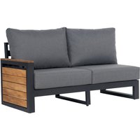 Product photograph of Aluminium Teak Right-hand Sofa Section With Grey Cushions - Sequoyah - Rattan Direct from Rattan Direct