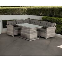 Product photograph of Rattan Garden Corner Sofa Set With Adjustable Table In Grey - Sorrento - Rattan Direct from Rattan Direct
