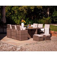 Product photograph of 6 Seat Rattan Garden Cube Dining Set In Truffle Brown With Footstools - 13 Piece - Barcelona - Rattan Direct from Rattan Direct