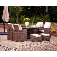 Product photograph of 4 Seat Rattan Garden Cube Dining Set In Truffle Brown With Footstools - Barcelona - Rattan Direct from Rattan Direct