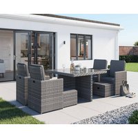 Product photograph of 4 Seat Rattan Garden Cube Dining Set In Grey - 9 Piece - Barcelona - Rattan Direct from Rattan Direct