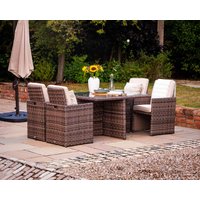 Product photograph of 4 Seat Rattan Garden Cube Dining Set In Truffle Brown Champagne - Barcelona - Rattan Direct from Rattan Direct