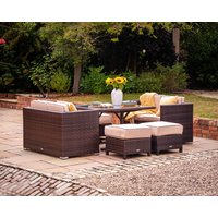 Product photograph of Rattan Garden Sofa Cube Dining Set In Brown - Barcelona - Rattan Direct from Rattan Direct