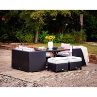 Product photograph of Rattan Garden Sofa Cube Dining Set In Black White - Barcelona - Rattan Direct from Rattan Direct