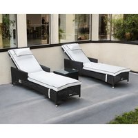 Product photograph of Cambridge Rattan Garden Sun Lounger Set In Black White - Cambridge - Rattan Direct from Rattan Direct