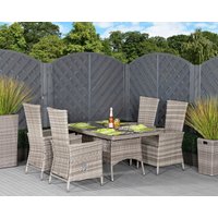 Product photograph of 4 Reclining Chairs Small Rectangular Rattan Garden Dining Table Set In Grey - Cambridge - Rattan Direct from Rattan Direct