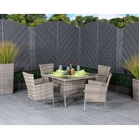 Product photograph of 4 Seat Rattan Garden Dining Set With Square Dining Table In Grey - Cambridge - Rattan Direct from Rattan Direct