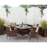 Product photograph of 4 Seat Rattan Garden Dining Set With Square Dining Table In Brown - Cambridge - Rattan Direct from Rattan Direct