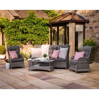 Product photograph of Reclining Rattan Garden 3 Seat Sofa Armchair Set In Grey - Fiji - Rattan Direct from Rattan Direct