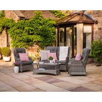 Product photograph of Reclining Rattan Garden 2 Seat Sofa Armchair Set In Grey - Fiji - Rattan Direct from Rattan Direct