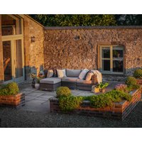 Product photograph of Rattan Garden Corner Sofa Set In Truffle Brown Champagne - 4 Piece - Florida - Rattan Direct from Rattan Direct