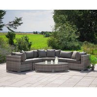 Product photograph of Rattan Garden Corner Sofa Set In Grey - 6 Piece Angled Set - Florida - Rattan Direct from Rattan Direct