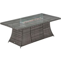 Product photograph of Large Rectangular Rattan Dining Table With Fire Pit In Grey - Rattan Direct from Rattan Direct