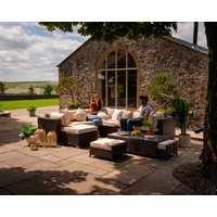 Product photograph of Rattan Garden Corner Sofa Set In Brown Cream - Geneva 10 Piece - Rattan Direct from Rattan Direct