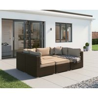 Product photograph of Rattan Garden Day Bed Sofa Set In Brown - Geneva - Rattan Direct from Rattan Direct