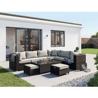 Product photograph of Geneva 9 Piece Rattan Garden Corner Sofa Set In Black White - Rattan Direct from Rattan Direct