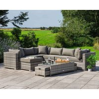 Product photograph of Geneva 10 Piece Rattan Garden Corner Sofa Set In Grey - Rattan Direct from Rattan Direct