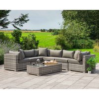 Product photograph of Rattan Corner Sofa Set With Coffee Table In Grey - Geneva 7 Piece - Rattan Direct from Rattan Direct
