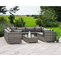 Product photograph of Rattan Garden Corner Sofa Set In Grey - 7 Piece - Geneva - Rattan Direct from Rattan Direct