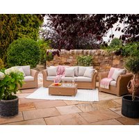 Product photograph of 3 Seater Rattan Garden Sofa Armchair Set In Willow - Lisbon - Rattan Direct from Rattan Direct