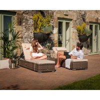 Product photograph of Miami Rattan Garden Sun Lounger Set In Truffle Brown Champagne - Rattan Direct from Rattan Direct