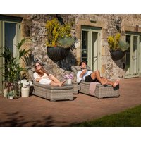 Product photograph of Miami Rattan Garden Sun Lounger Set In Grey - Rattan Direct from Rattan Direct