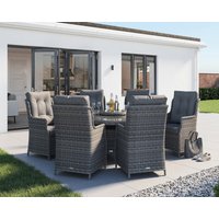 Product photograph of 6 Seat Rattan Garden Dining Set With Large Round Table In Grey - Riviera - Rattan Direct from Rattan Direct