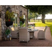Product photograph of 4 Rattan Garden Dining Chairs Large Round Table Set In Grey - Riviera - Rattan Direct from Rattan Direct