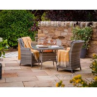Product photograph of 2 Seater Rattan Garden Dining Set With Small Round Dining Table In Grey - Riviera - Rattan Direct from Rattan Direct