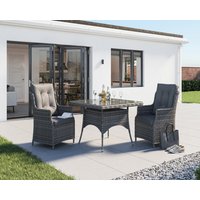 Product photograph of 2 Seater Rattan Garden Dining Set With Square Dining Table In Grey - Riviera - Rattan Direct from Rattan Direct